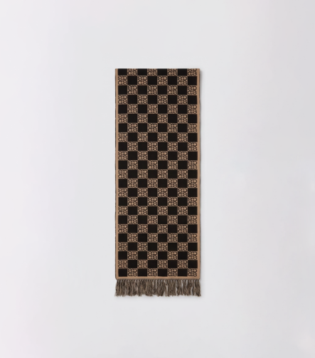 Severi darling Scarf Sciarpa Monogram Marrone Brown Lana Wool Cashmere Made in Italy